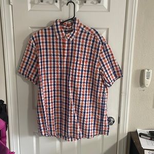 Orange and blue plaid shirt